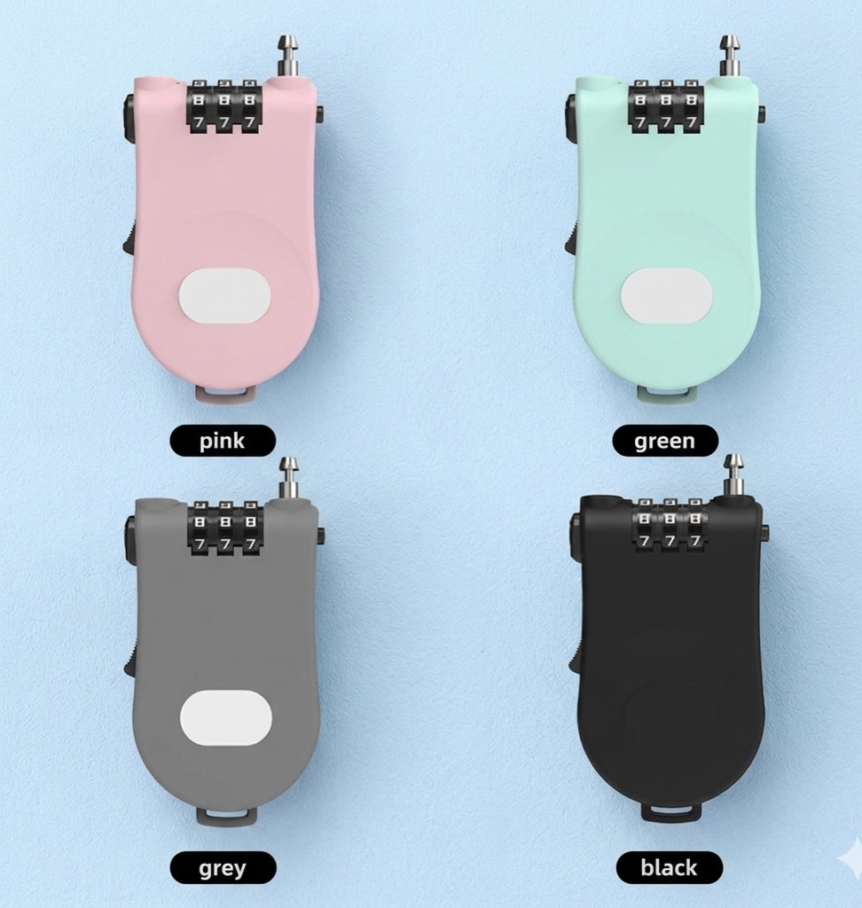 Helmet lock color variants - pink, green, grey, black