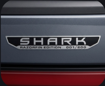 SHARK Razorfin Edition 001/200 badge on car body